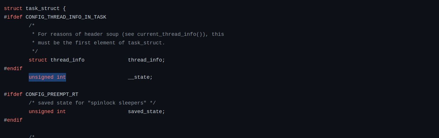 The _state field in task_struct